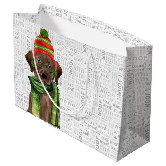 Grappige kerst chocolade labrador hond groot cadeauzakje (Achterkant Gekanteld)