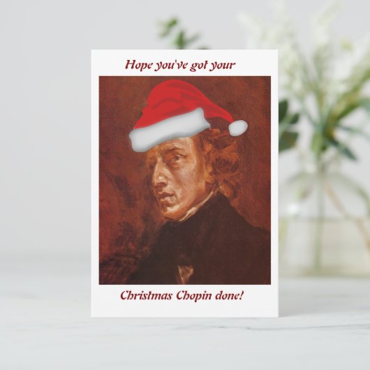 Grappige kerst Chopin - Santa Hat - Blank Inside Kaart (Staand voorkant)