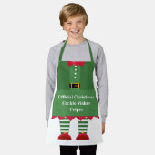 Grappige Kerst Cookie Maker Helper Elf Groen Rood Schort (Gedragen)
