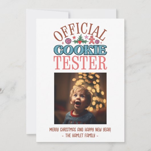 Grappige kerst Cookie Tester Feestdagenkaart (Voorkant)