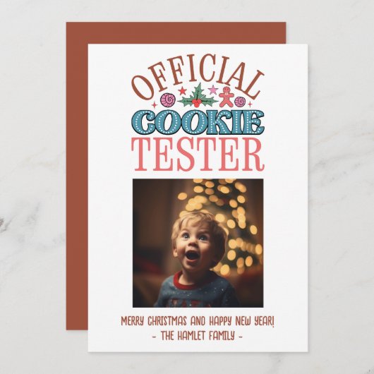 Grappige kerst Cookie Tester Feestdagenkaart (Voorkant / Achterkant)