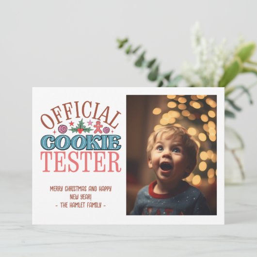 Grappige kerst Cookie Tester Feestdagenkaart (Staand voorkant)