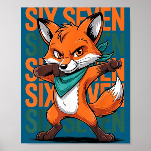 Grappige Kerst Cool Vos Dabbing Xmas Dab Zes Zeven Poster (Voorkant)