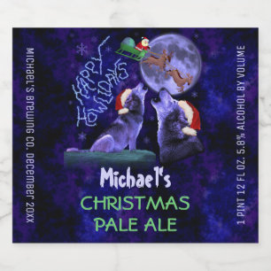 Grappige Kerst Custom Homebrew Vakantie Wolven Bier Etiket