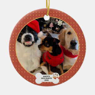 Grappige Kerst Custom Pet Foto Keramisch Ornament