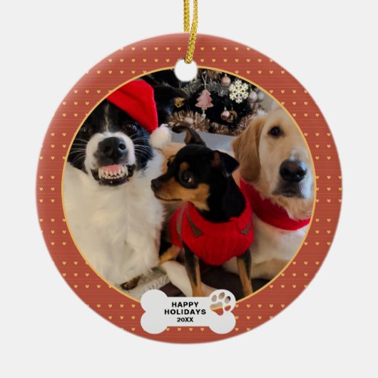 Grappige Kerst Custom Pet Foto Keramisch Ornament (Voorkant)