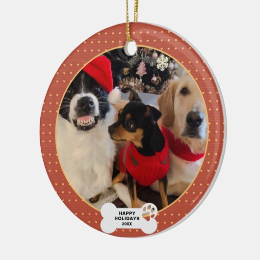 Grappige Kerst Custom Pet Foto Keramisch Ornament (Links)