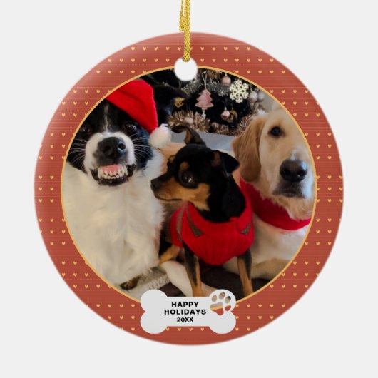 Grappige Kerst Custom Pet Foto Keramisch Ornament (Achterkant)