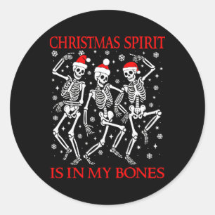 Grappige kerst dansen skeletten kerst geest ronde sticker