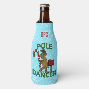 Grappige kerst danser rendier pun monogram flesjeskoeler