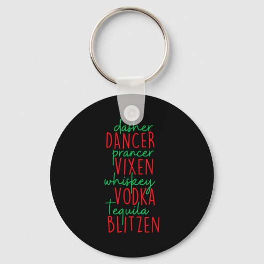 Grappige Kerst Dasher Dancer Prancer Vixen Whiske Sleutelhanger (Voorkant)