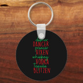 Grappige Kerst Dasher Dancer Prancer Vixen Whiske Sleutelhanger (Voorkant)