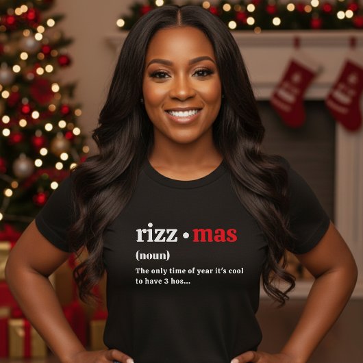 Grappige Kerst definitie Rizzmas zwart T-shirt