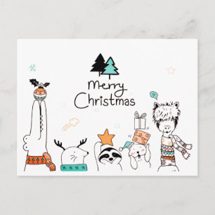 Grappige Kerst Dieren Vrienden Prettig Kerstfeest Briefkaart