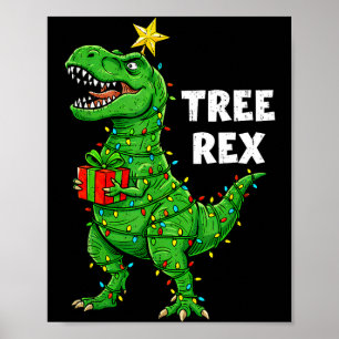 Grappige kerst dinosaurus boom rex dino kerstman poster