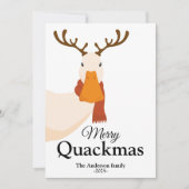 Grappige kerst eend draagt herten gewei feestdagenkaart (Voorkant)