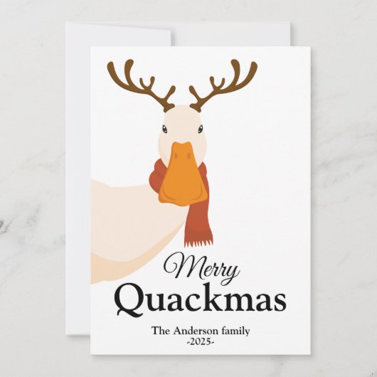Grappige kerst eend draagt herten gewei feestdagenkaart (Voorkant)