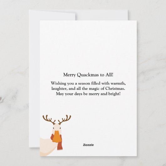 Grappige kerst eend draagt herten gewei feestdagenkaart (Achterkant)