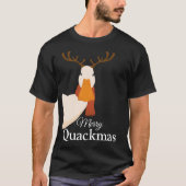 Grappige kerst eend Merry Quackmas Deer T-shirt (Voorkant)