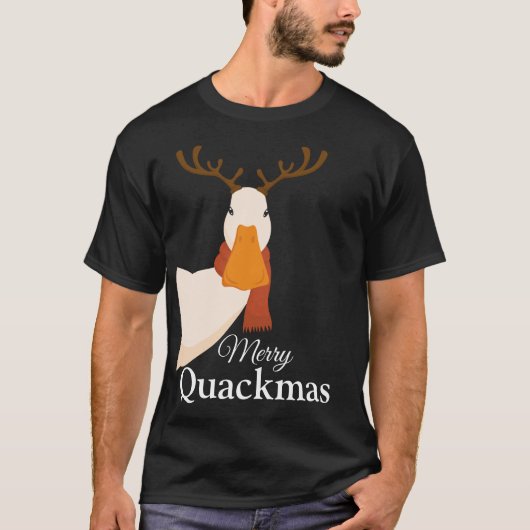 Grappige kerst eend Merry Quackmas Deer T-shirt (Voorkant)
