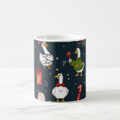 Grappige Kerst Eenden Naadloos Patroon Koffiemok (Center)