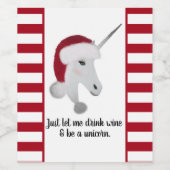 Grappige Kerst Eenhoorn Rood Wit Gestreept Wijn Etiket (Enkel label)