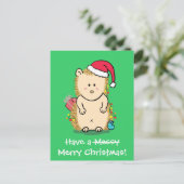 Grappige kerst egel groet feestdagenkaart (Staand voorkant)