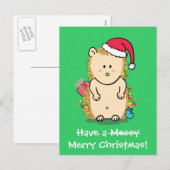 Grappige kerst egel groet feestdagenkaart (Voorkant / Achterkant)