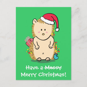 Grappige kerst egel groet feestdagenkaart