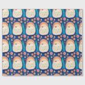 Grappige kerst egels cadeaupapier (Vlak)