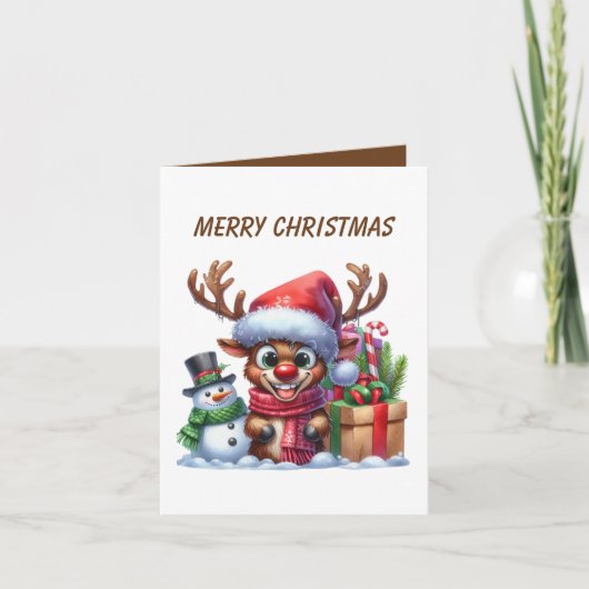 Grappige Kerst eland voeg bericht toe Feestdagen Kaart (Voorkant)