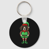 Grappige Kerst Elf Engelse Springer Spaniel Hond Sleutelhanger (Voorkant)