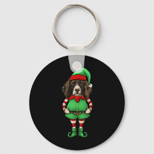 Grappige Kerst Elf Engelse Springer Spaniel Hond Sleutelhanger