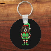 Grappige Kerst Elf Engelse Springer Spaniel Hond Sleutelhanger (Voorkant)