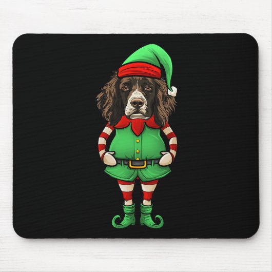 Grappige Kerst Elf English Springer Spaniel Hond Muismat (Voorkant)