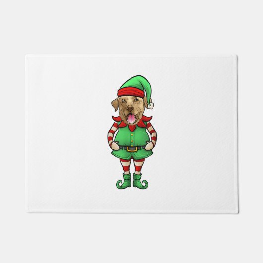 Grappige Kerst Elf Geel Lab Hond Geel Labrador Deurmat (Voorkant)