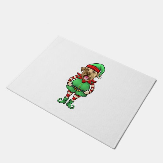 Grappige Kerst Elf Geel Lab Hond Geel Labrador Deurmat (Schuin)