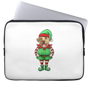 Grappige Kerst Elf Geel Lab Hond Geel Labrador Laptop Sleeve