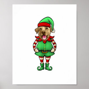 Grappige Kerst Elf Geel Lab Hond Geel Labrador Poster
