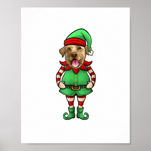 Grappige Kerst Elf Geel Lab Hond Geel Labrador Poster (Voorkant)