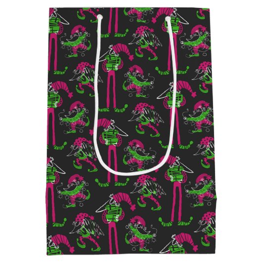 Grappige Kerst Elf Gnome Medium Cadeauzakje (Achterkant)