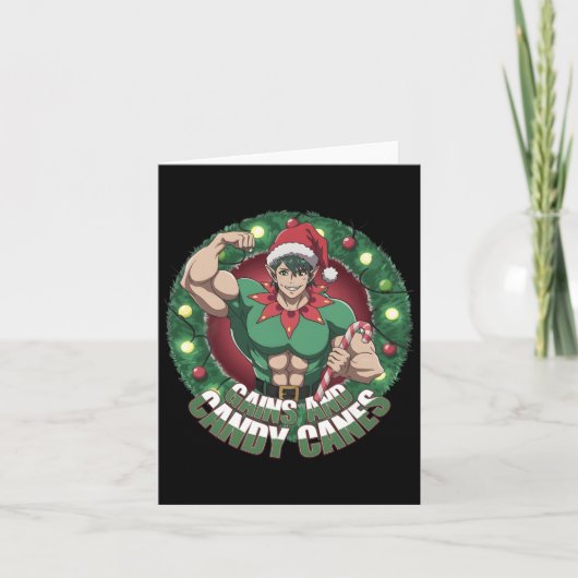 Grappige Kerst Elf Gym Workout Resultaten En Candy Kaart (Voorkant)