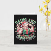 Grappige kerst elf gym workout winsten en Snoep ca Kaart (Gele Bloem)