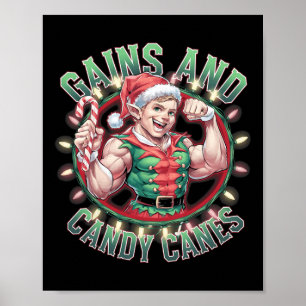Grappige kerst elf gym workout winsten en Snoep ca Poster