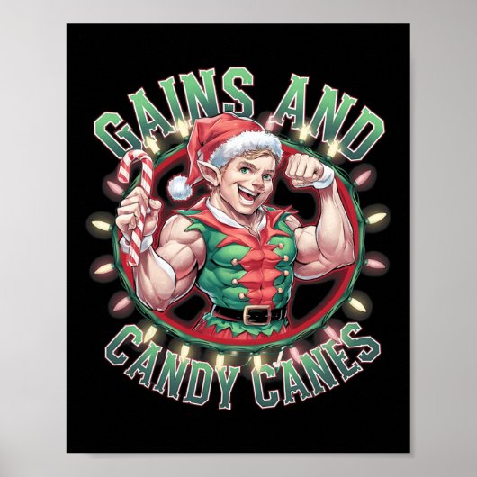 Grappige kerst elf gym workout winsten en Snoep ca Poster (Voorkant)