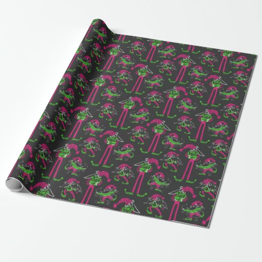 Grappige Kerst Elf Kabouter Cadeaupapier (Uitgerold)