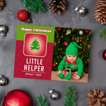 Grappige Kerst Elf Schattige Baby Vakantie Fotokaa