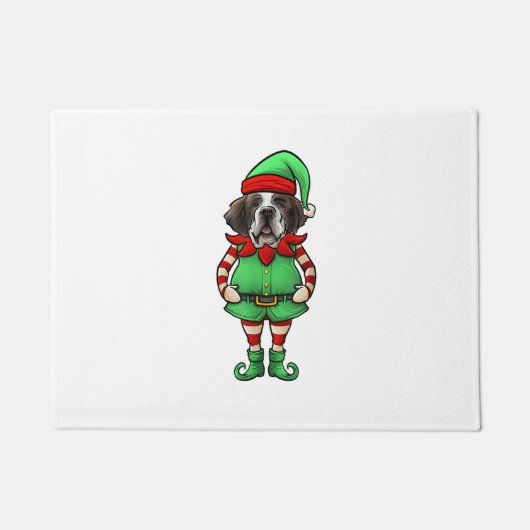 Grappige Kerst Elf St Bernard Dog Saint Bernard Deurmat (Voorkant)