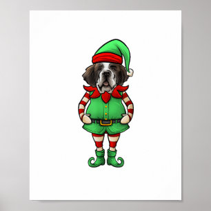 Grappige Kerst Elf St Bernard Dog Saint Bernard Poster