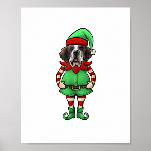 Grappige Kerst Elf St Bernard Dog Saint Bernard Poster (Voorkant)